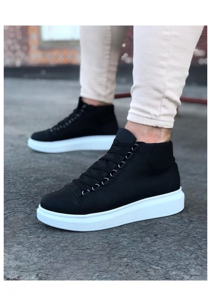 Wagoon WG032 Siyah Bağcıklı Sneakers  Yarım Bilek Bot