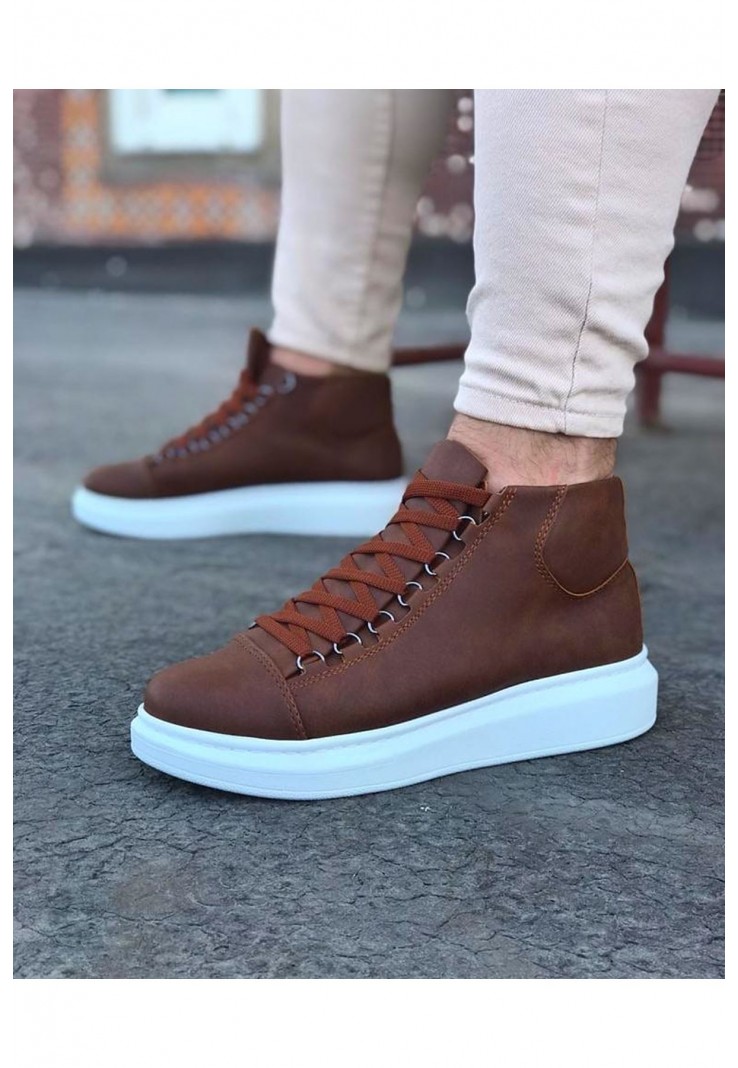 Wagoon WG032 Taba Bağcıklı Sneakers  Yarım Bilek Bot 