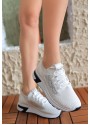Edne Beyaz Triko Bağcıklı Spor Ayakkabı