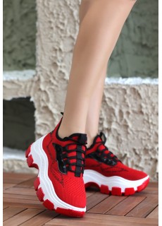 Toga Kırmızı Triko Bağcıklı Spor Ayakkabı
