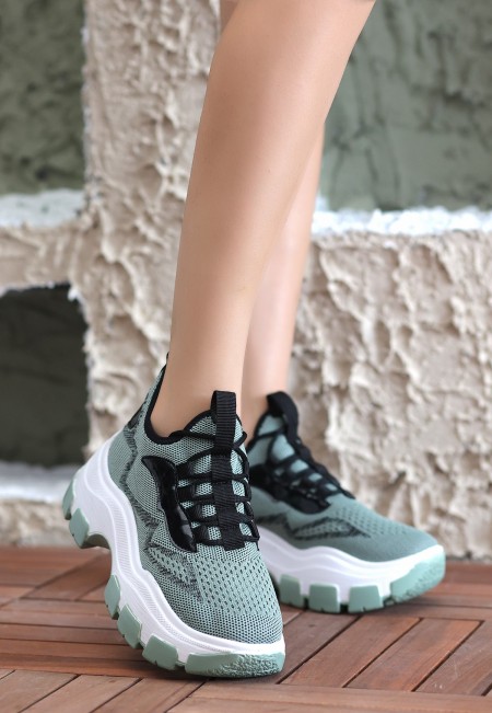 Toga Yeşil Triko Bağcıklı Spor Ayakkabı