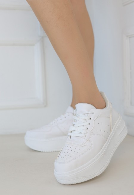 Mardy Beyaz Cilt Bağcıklı Spor Ayakkabı